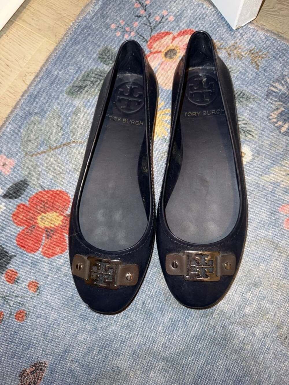 Tory Burch Navy Blue Jelly Ballet Flats